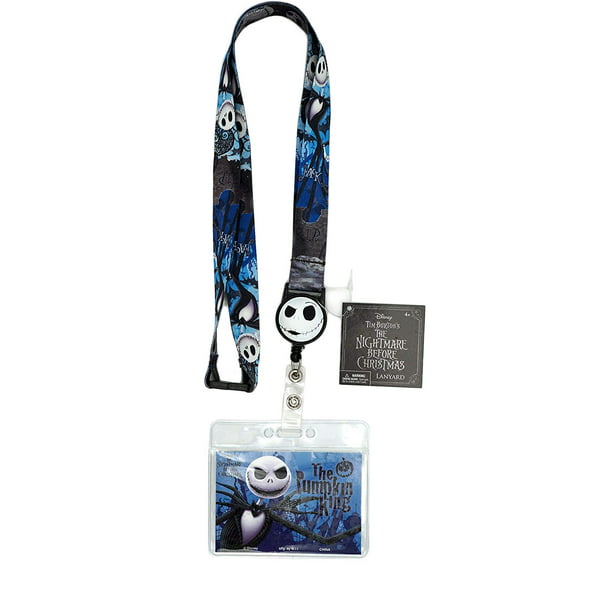 The Nightmare Before Christmas Black Faux Leather Business ID Badge Card Holder with Keychain Lanyard Letter